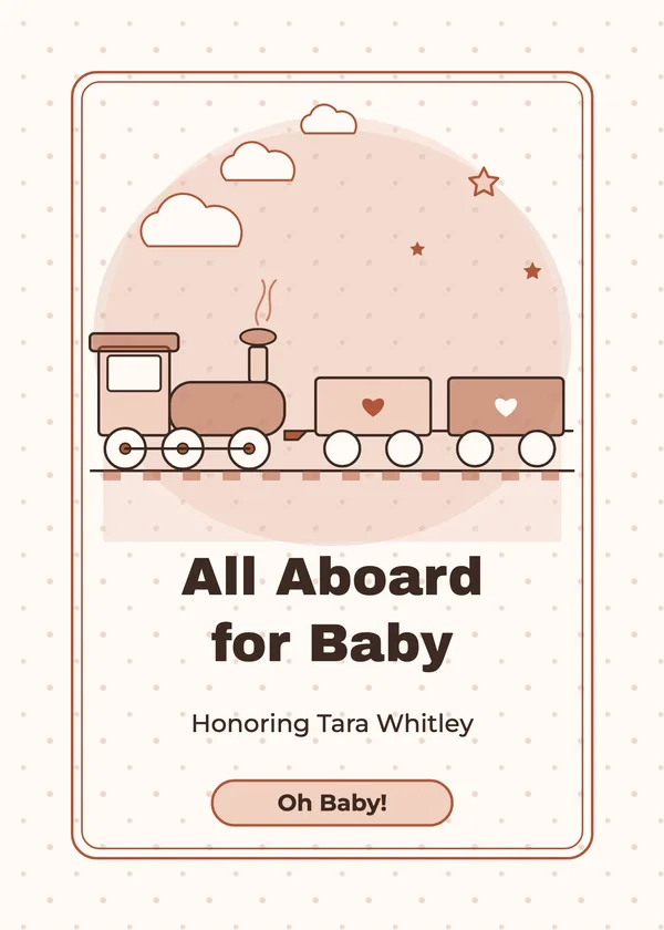Toy Train — Planes, Trains & Little Wheels baby shower invitation