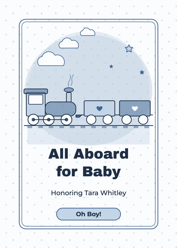 Toy Train — Planes, Trains & Little Wheels baby shower invitation