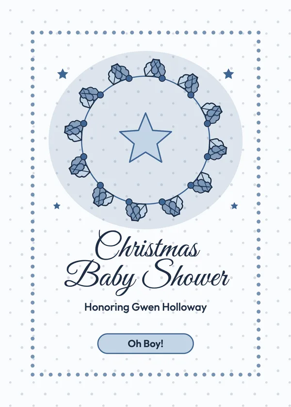 Holly Wreath — Christmas Baby baby shower invitation
