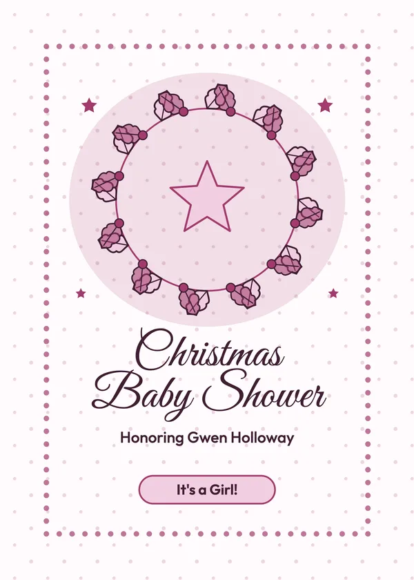 Holly Wreath — Christmas Baby baby shower invitation