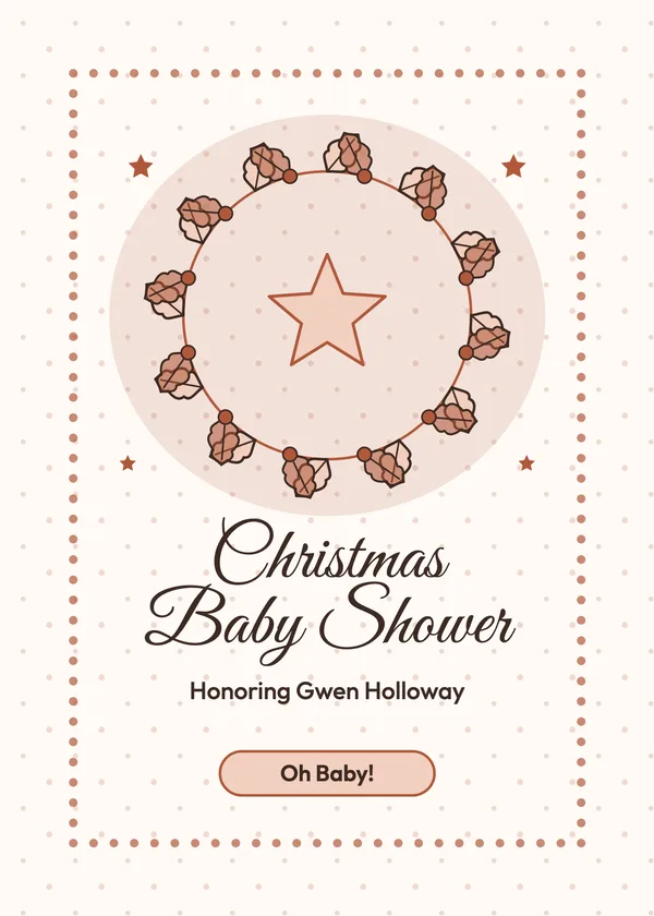 Holly Wreath — Christmas Baby baby shower invitation