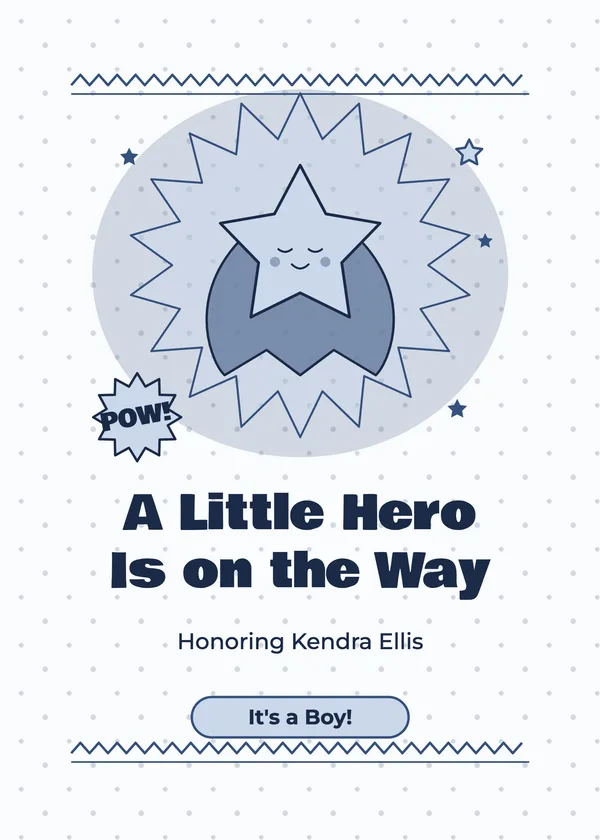 Little Hero — Little Superhero baby shower invitation