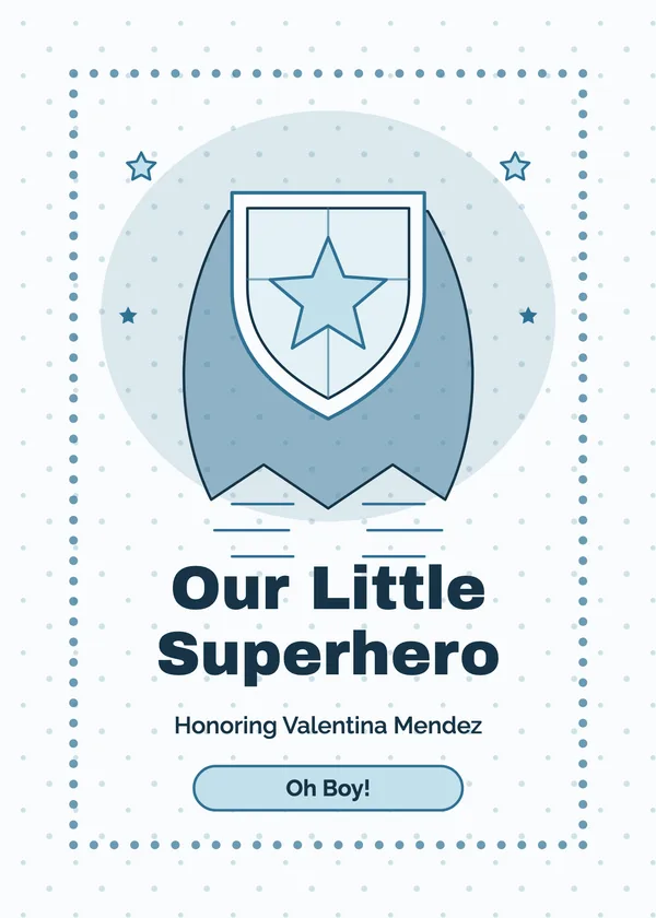 Hero Shield — Little Superhero baby shower invitation
