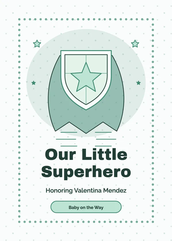 Hero Shield — Little Superhero baby shower invitation