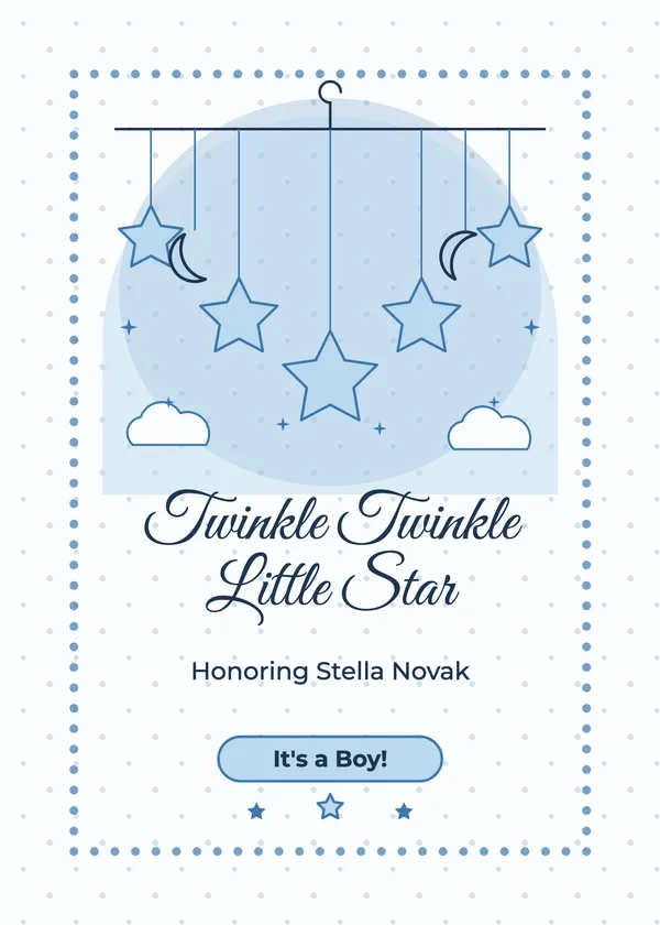 Twinkle Mobile — Twinkle Little Star baby shower invitation