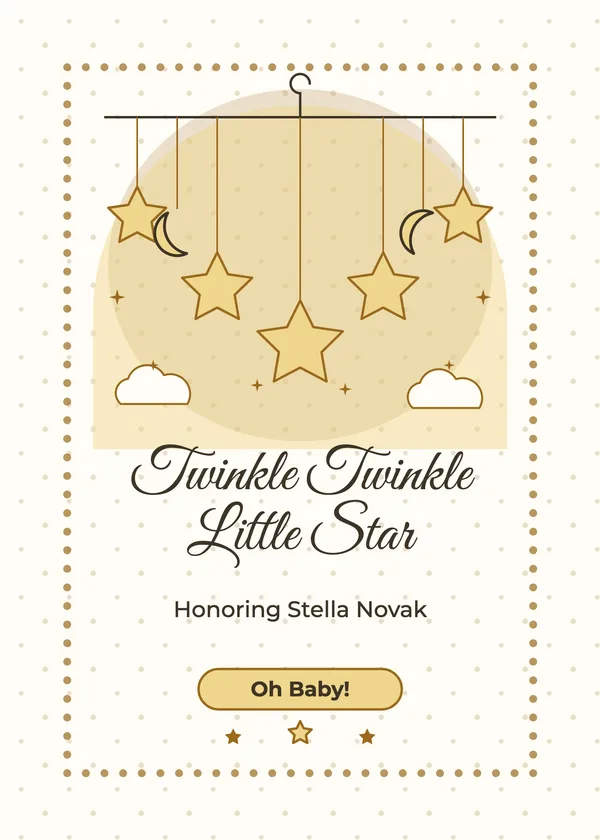 Twinkle Mobile — Twinkle Little Star baby shower invitation