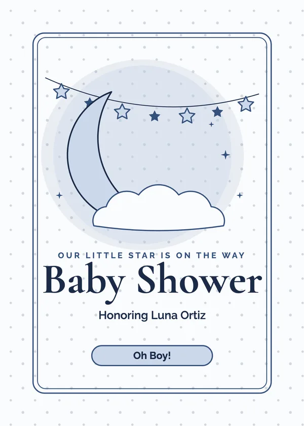 Moon & Stars — Twinkle Little Star baby shower invitation