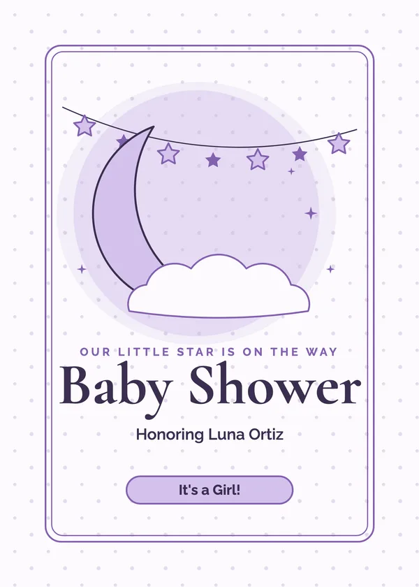 Moon & Stars — Twinkle Little Star baby shower invitation