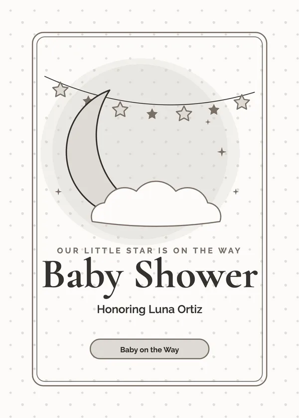 Moon & Stars — Twinkle Little Star baby shower invitation