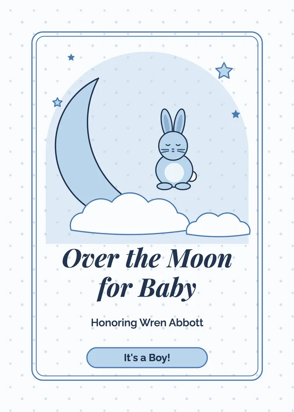 Moon Bunny — Over the Moon baby shower invitation