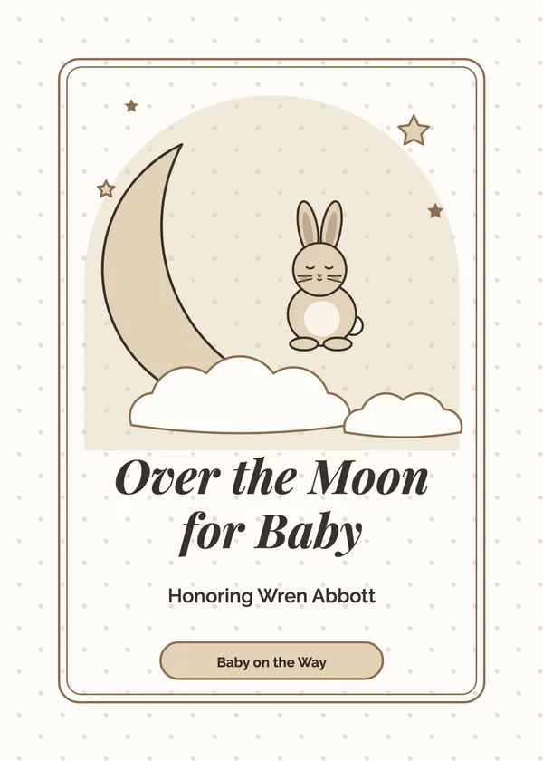 Moon Bunny — Over the Moon baby shower invitation