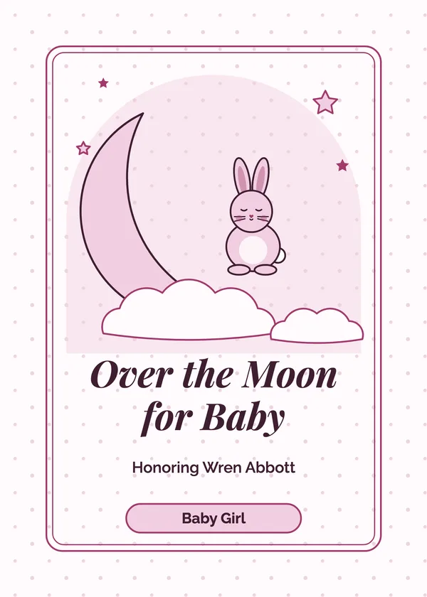 Moon Bunny — Over the Moon baby shower invitation