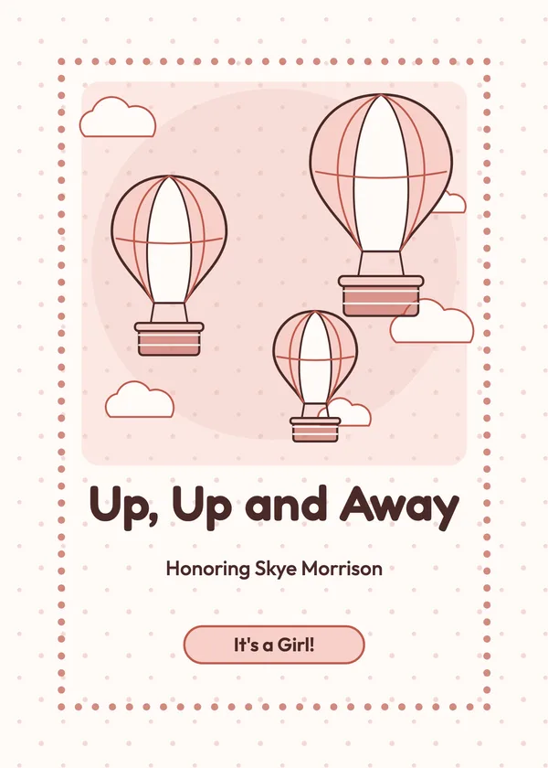 Up, Up and Away — Hot Air Balloon baby shower invitation