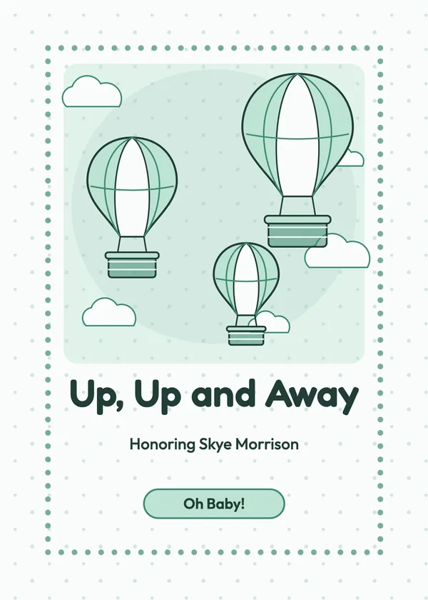 Up, Up and Away — Hot Air Balloon baby shower invitation
