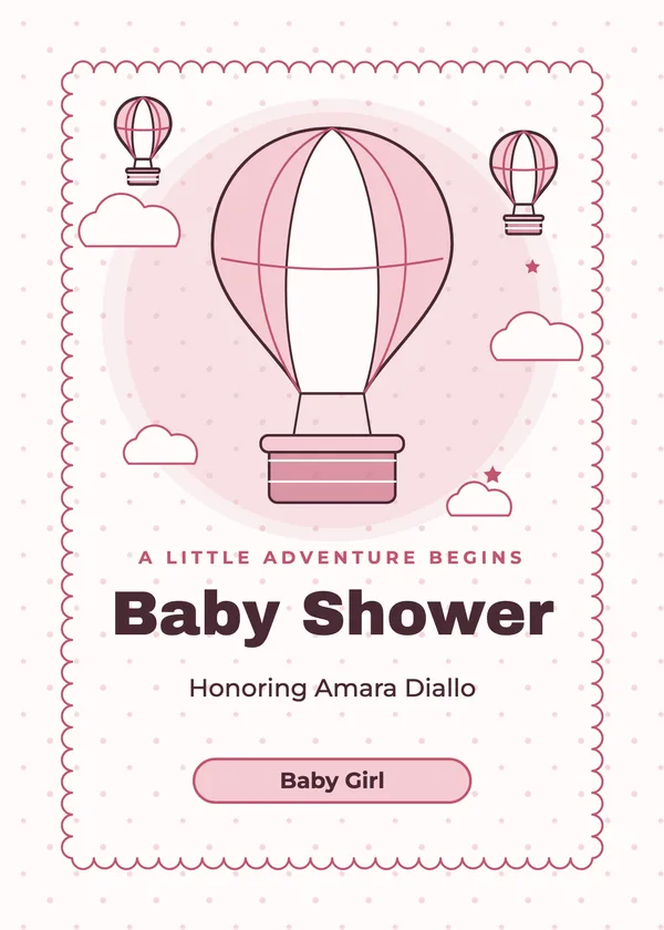 Drifting Balloon — Hot Air Balloon baby shower invitation