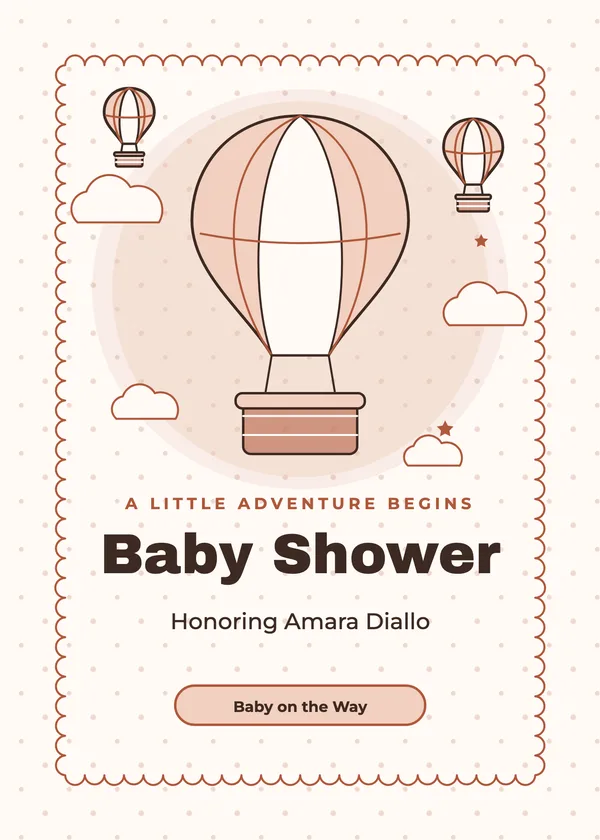 Drifting Balloon — Hot Air Balloon baby shower invitation