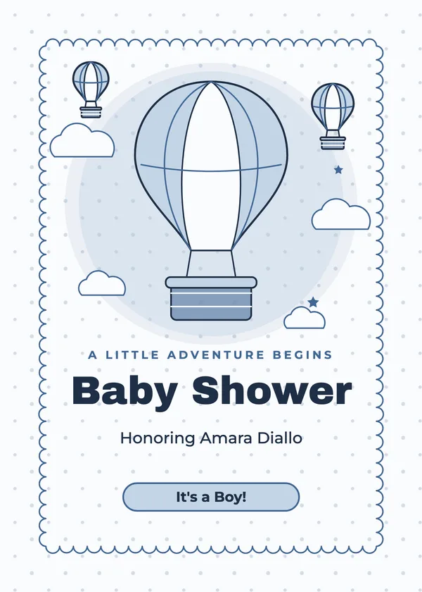 Drifting Balloon — Hot Air Balloon baby shower invitation