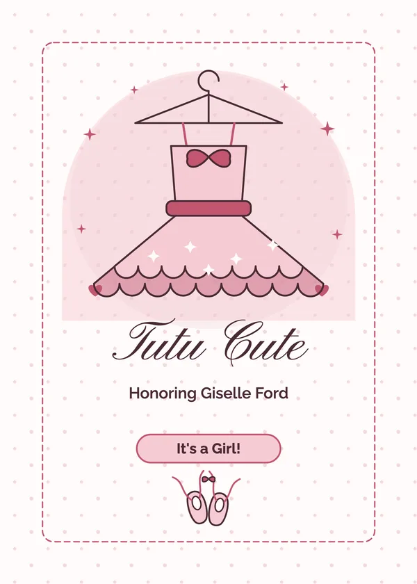 Tutu Cute — Tutu & Ballerina baby shower invitation