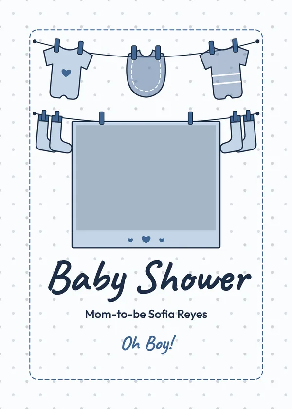 Onesie Line — Onesie Clothesline baby shower invitation with a photo window