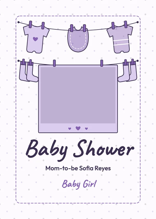 Onesie Line — Onesie Clothesline baby shower invitation with a photo window