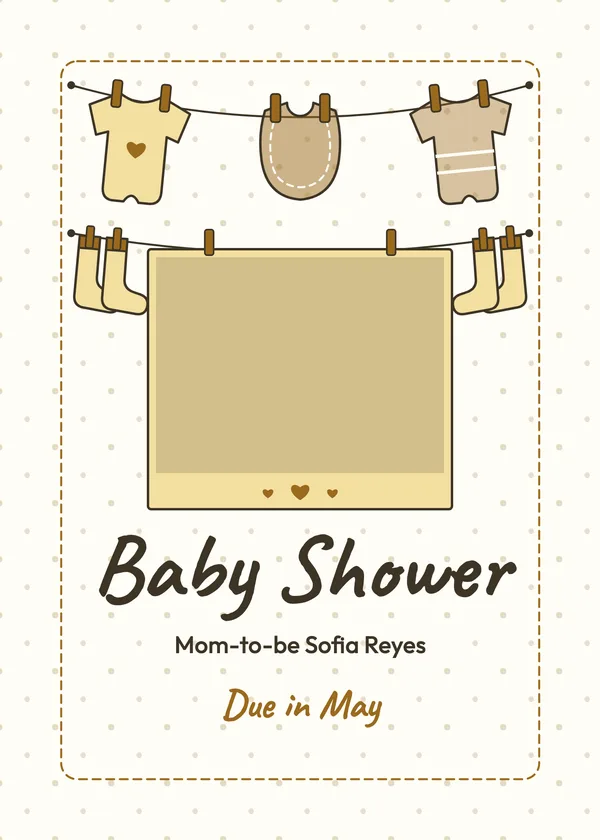 Onesie Line — Onesie Clothesline baby shower invitation with a photo window