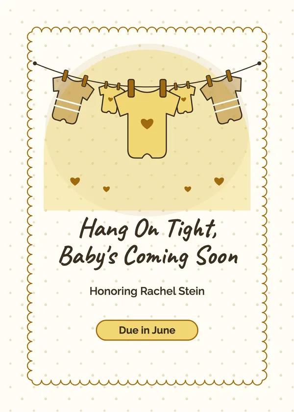 Hang On — Onesie Clothesline baby shower invitation