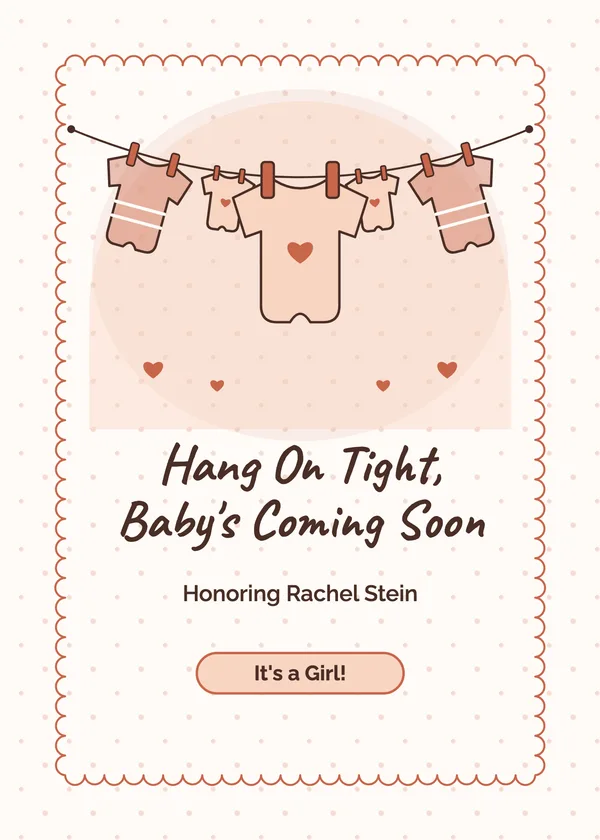 Hang On — Onesie Clothesline baby shower invitation