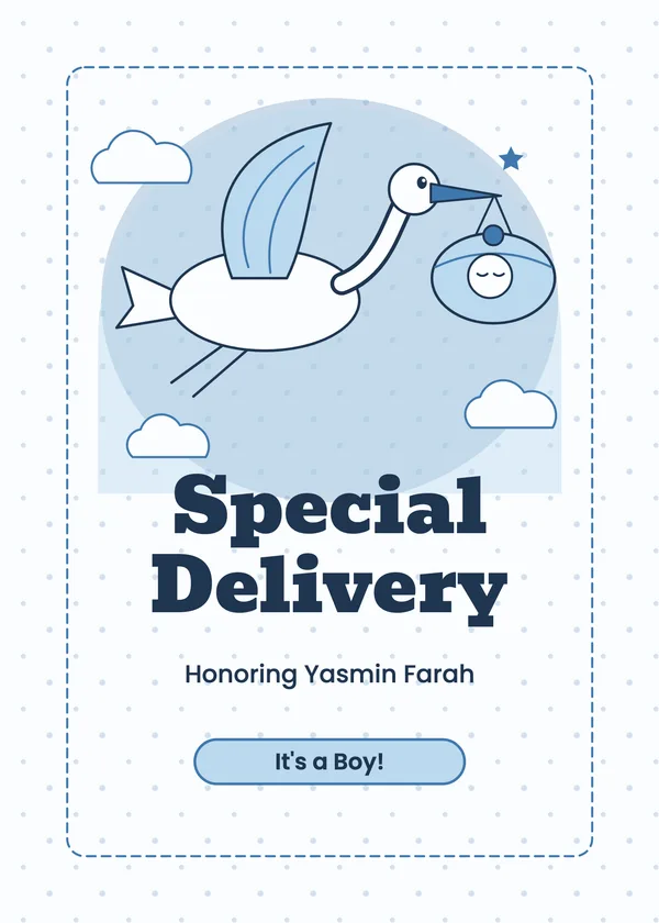 Stork Delivery — Special Delivery baby shower invitation
