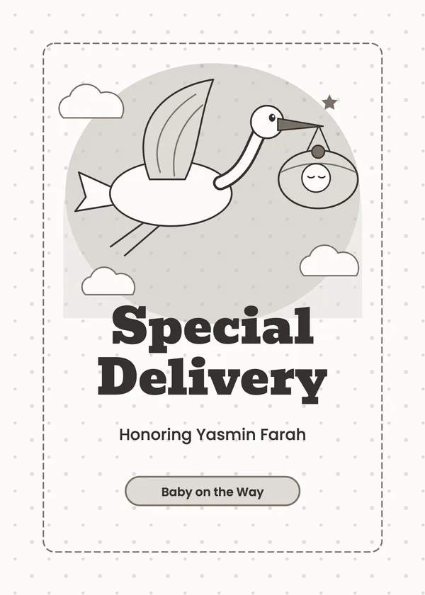 Stork Delivery — Special Delivery baby shower invitation