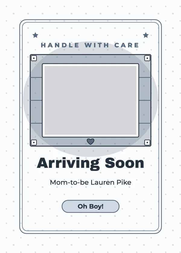 Delivery Crate — Special Delivery baby shower invitation with a photo window