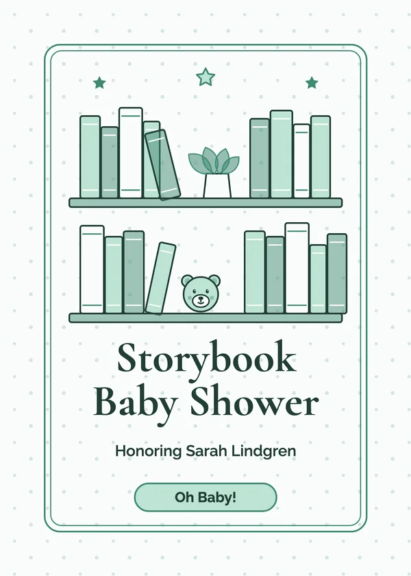 Bookshelf — Storybook & Bring a Book baby shower invitation