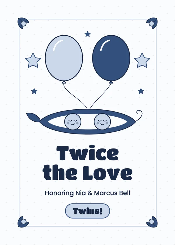 Two Peas — Twins baby shower invitation