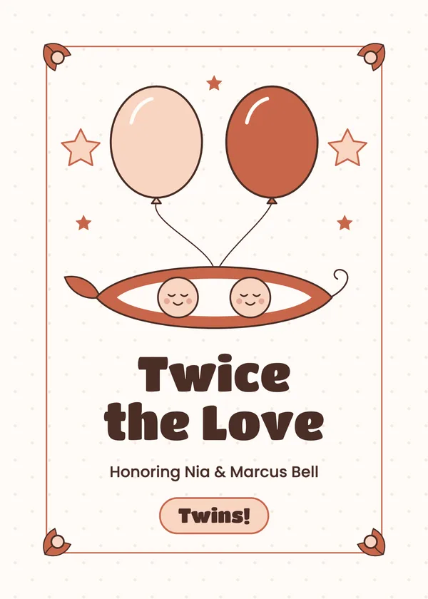 Two Peas — Twins baby shower invitation