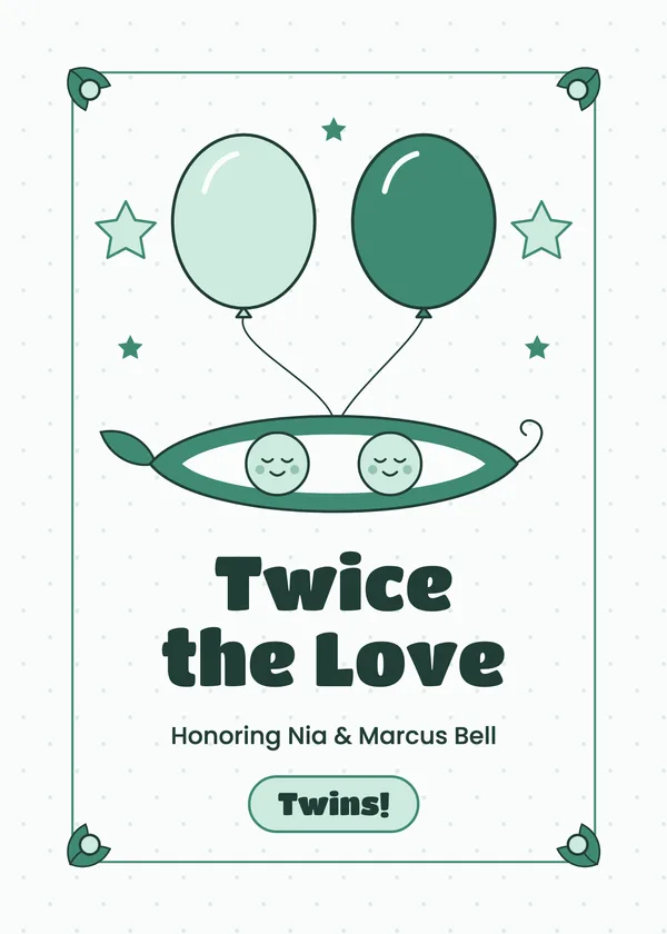 Two Peas — Twins baby shower invitation