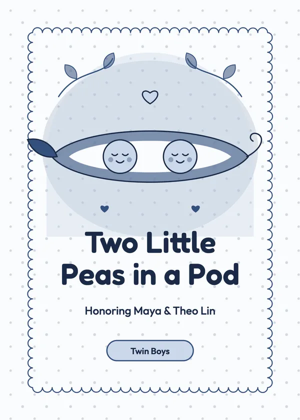 Two Little Peas — Twins baby shower invitation