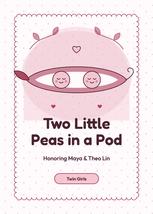 Two Little Peas — Twins baby shower invitation
