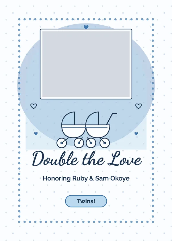 Double Stroller — Twins baby shower invitation with a photo window