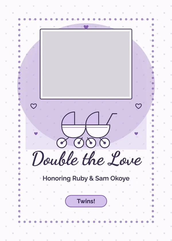 Double Stroller — Twins baby shower invitation with a photo window