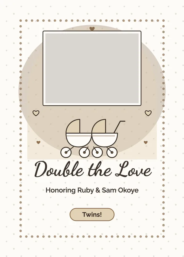 Double Stroller — Twins baby shower invitation with a photo window