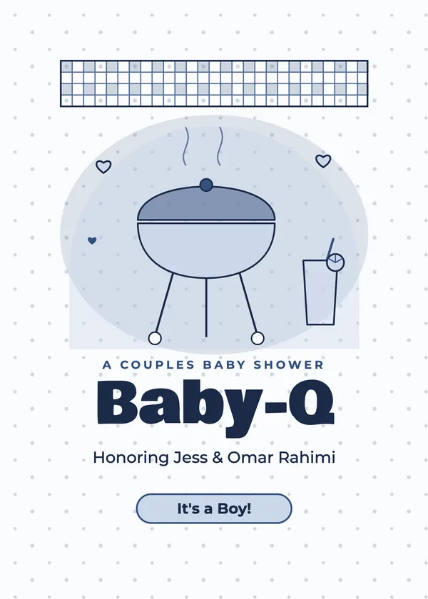 Baby-Q Grill — Co-ed Baby-Q baby shower invitation