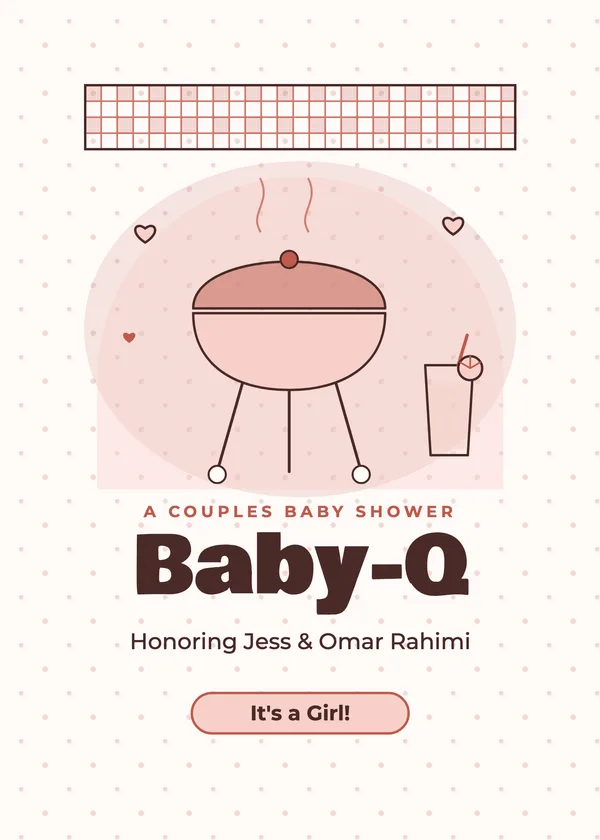 Baby-Q Grill — Co-ed Baby-Q baby shower invitation