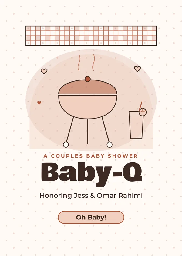 Baby-Q Grill — Co-ed Baby-Q baby shower invitation