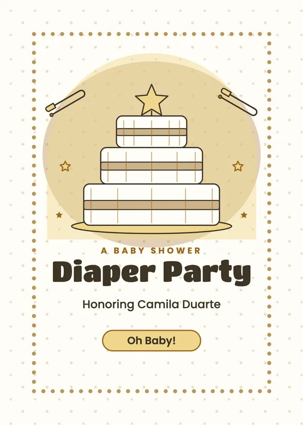 Diaper Cake — Diaper Party baby shower invitation