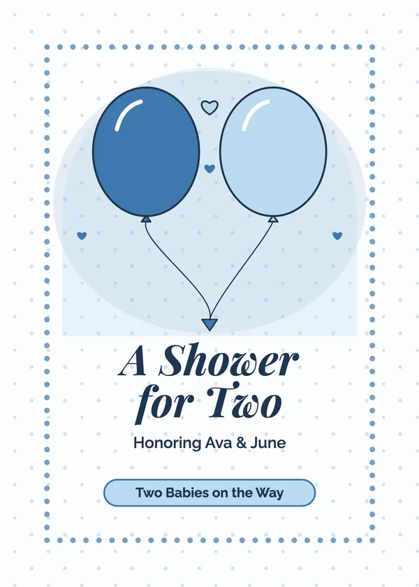Two Balloons — Joint Shower baby shower invitation