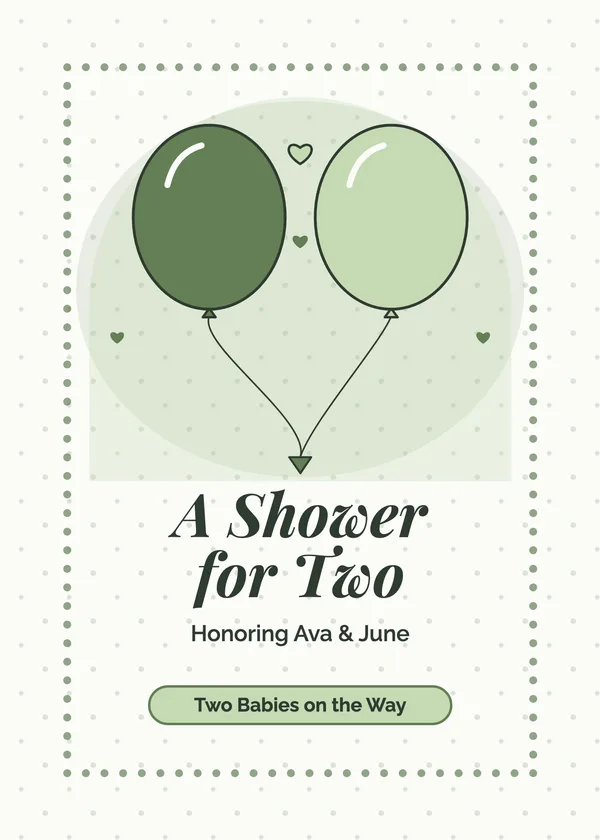 Two Balloons — Joint Shower baby shower invitation