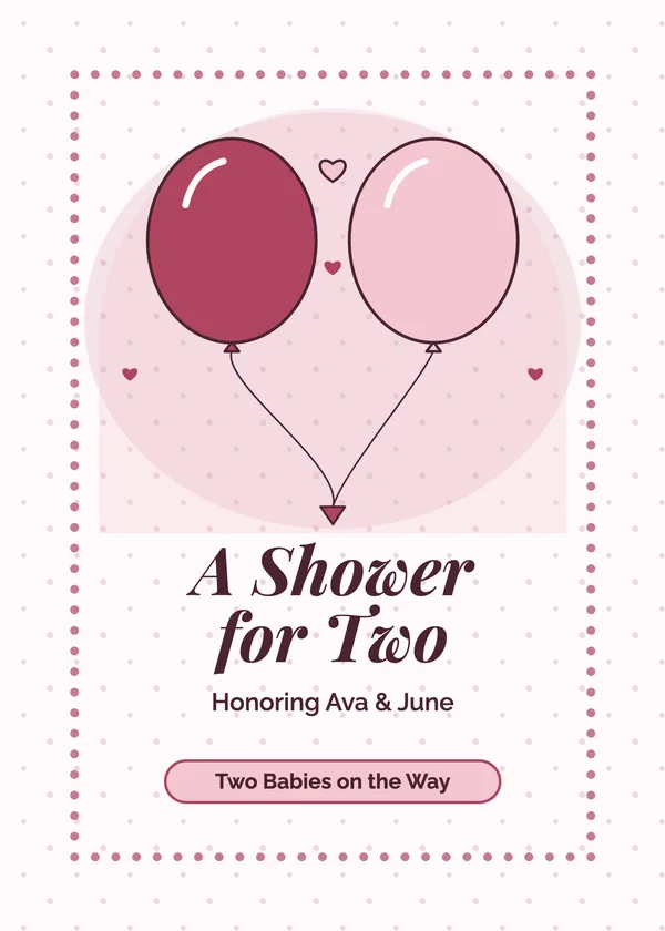 Two Balloons — Joint Shower baby shower invitation