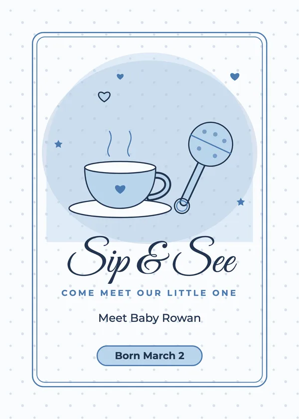 Sip & See — Sip & See baby shower invitation
