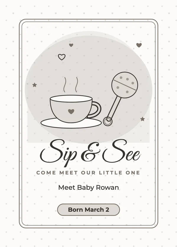 Sip & See — Sip & See baby shower invitation