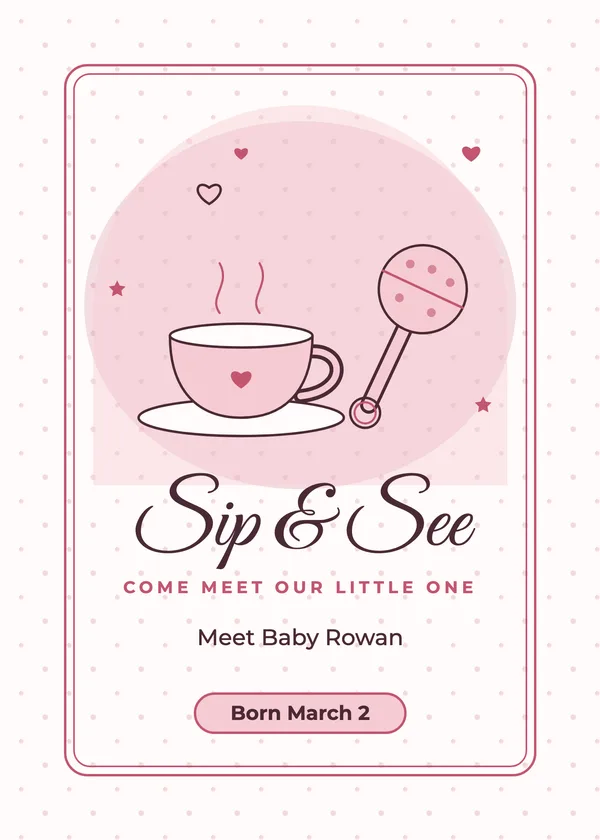 Sip & See — Sip & See baby shower invitation