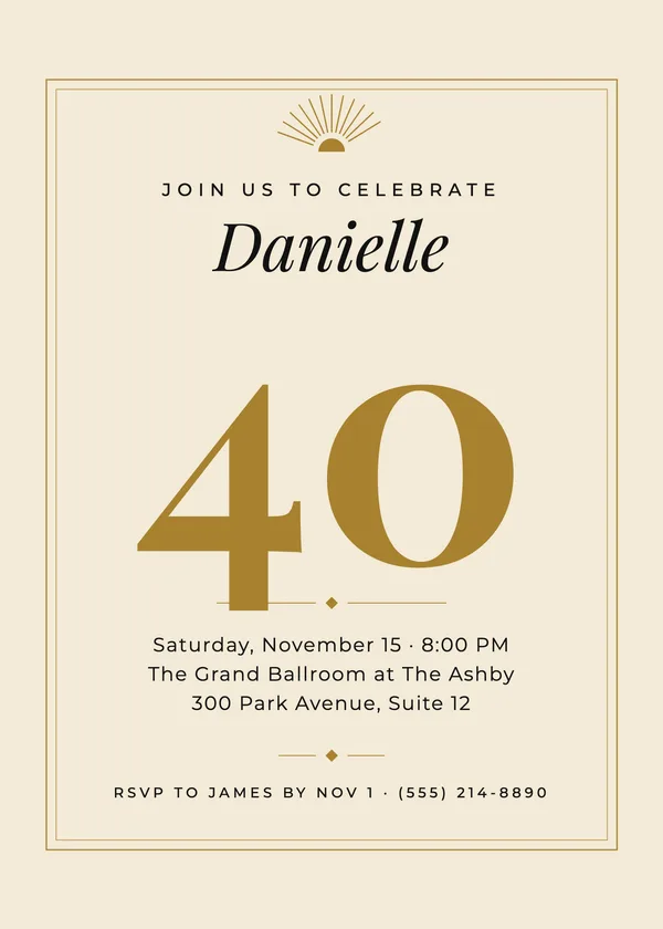 Gold Milestone — Milestone birthday invitation